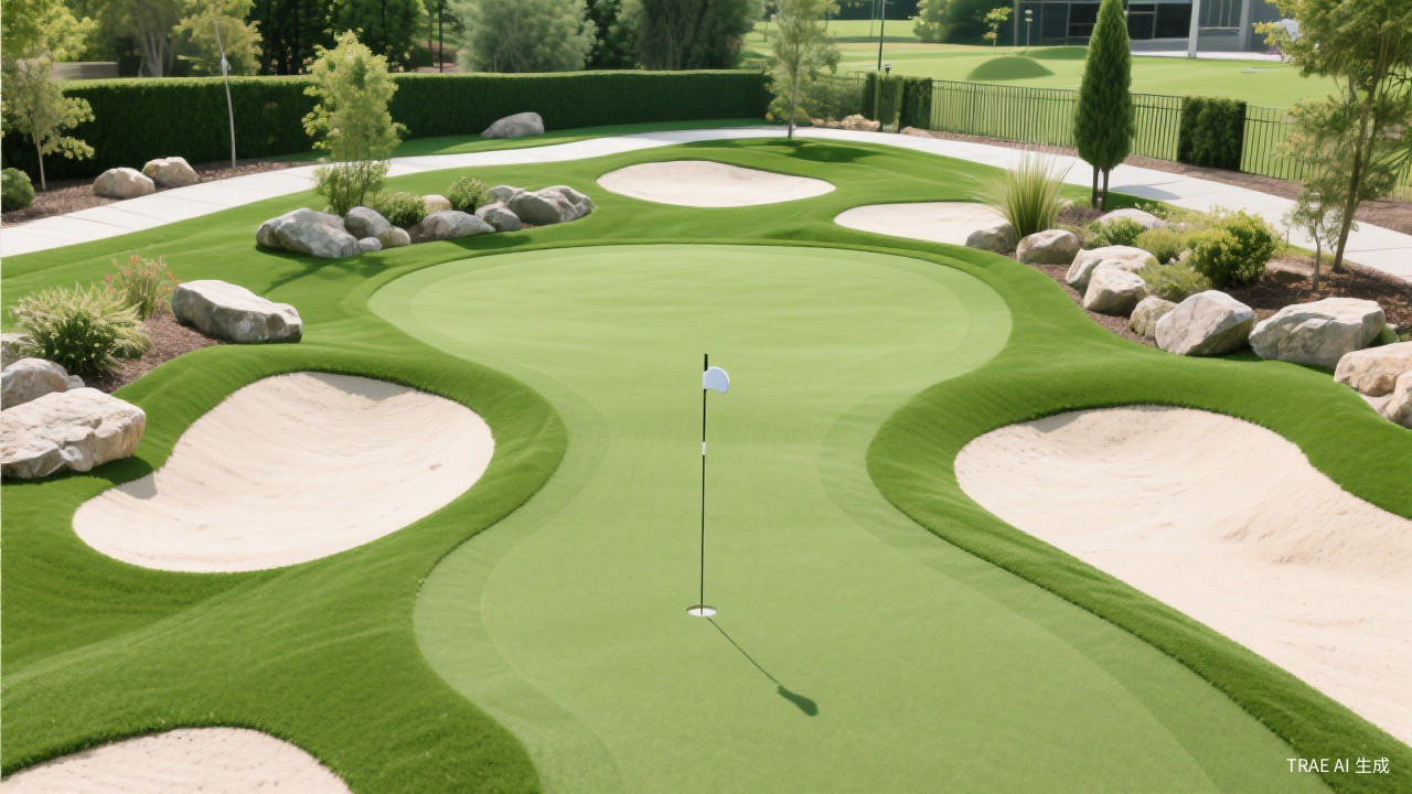 Curved Yarn Golf Green Grass