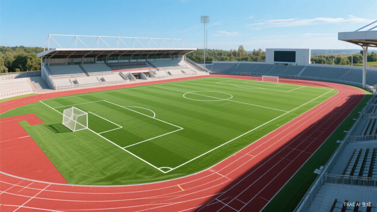 Professional football field with artificial turf